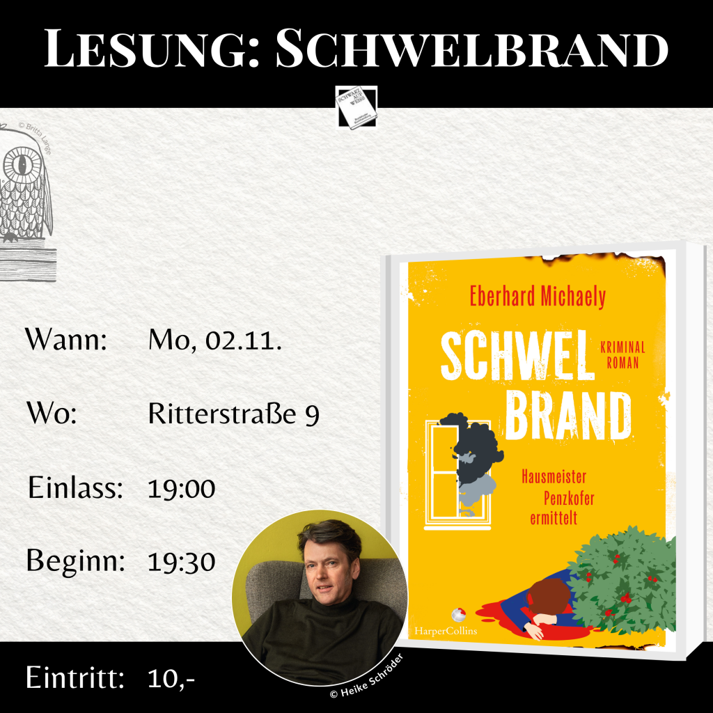 Veranstaltungsposter für die Lesung mit Eberhard Michaely mit allen Daten im Überblick